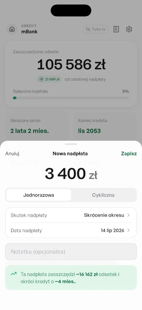 Formularz nowej nadpłaty